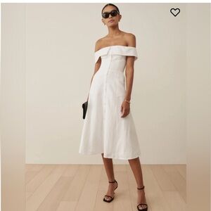Reformation White Linen Midi Dress